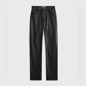 Abercrombie Curve Love High Rise 90s Straight Vegan Leather Pant in Black 26 Reg